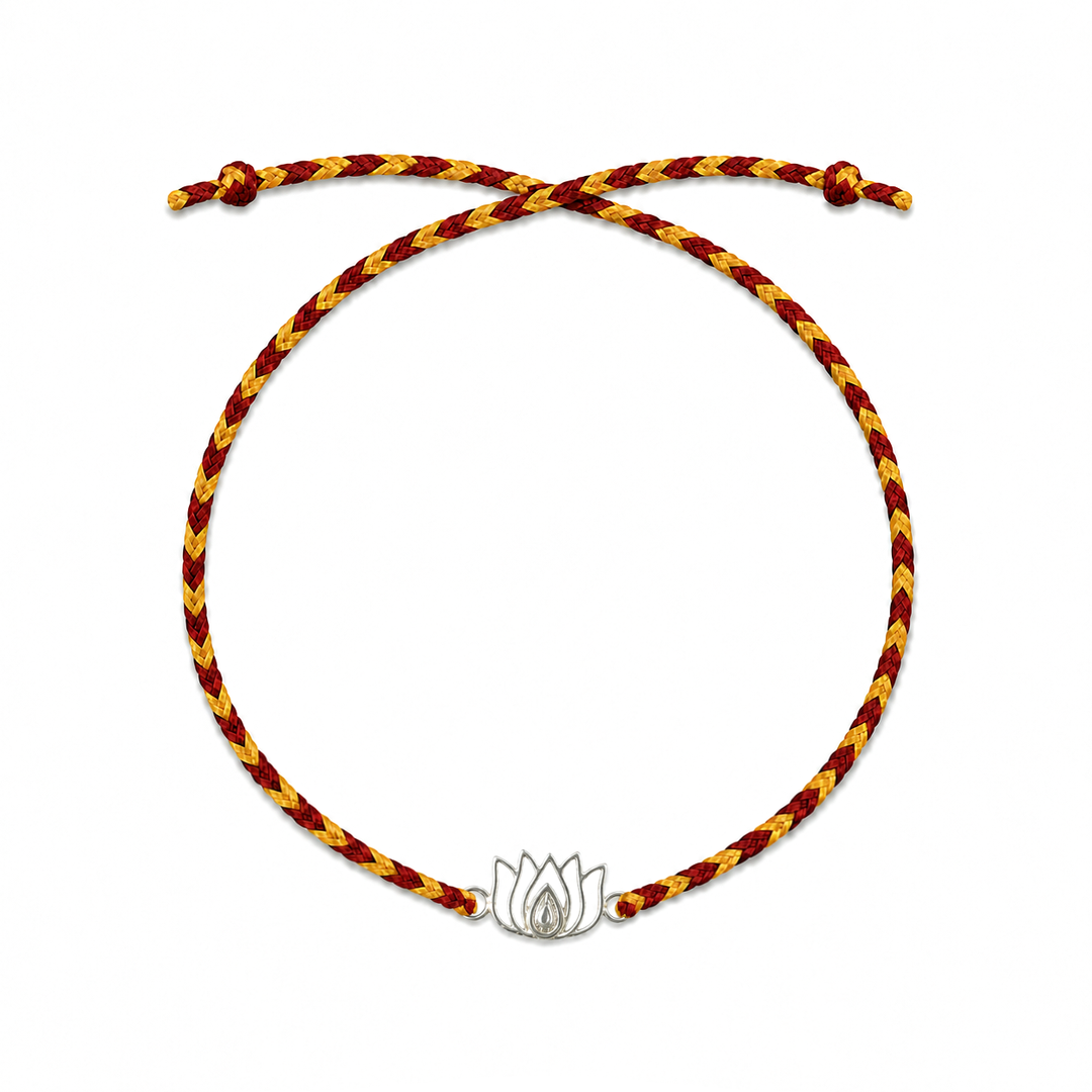92.5 Silver Lotus Rakhi with Chandan Tilak Set