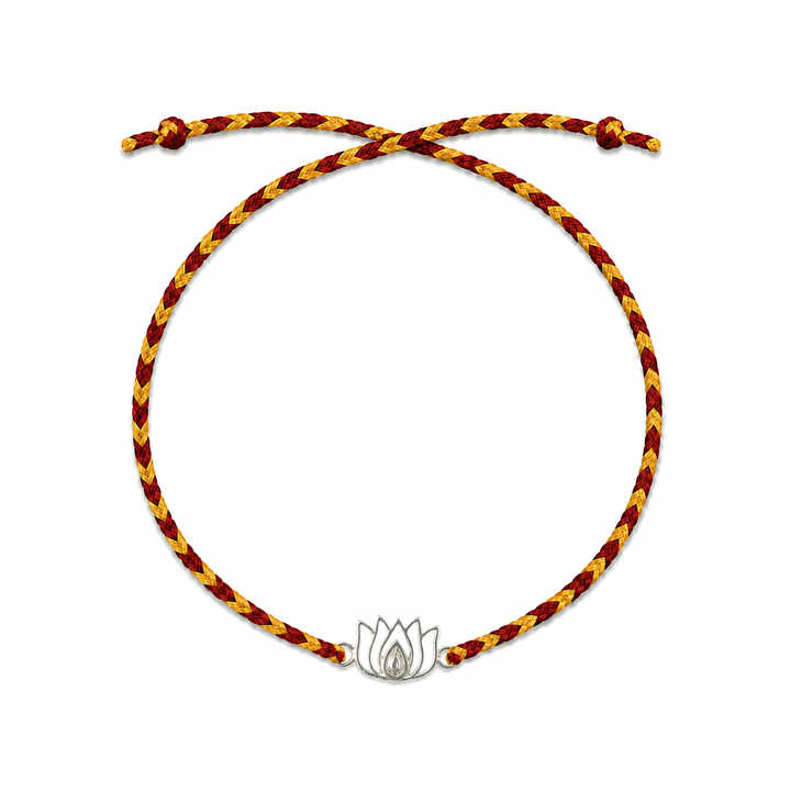 92.5 Silver Lotus Rakhi with Chandan Tilak Set