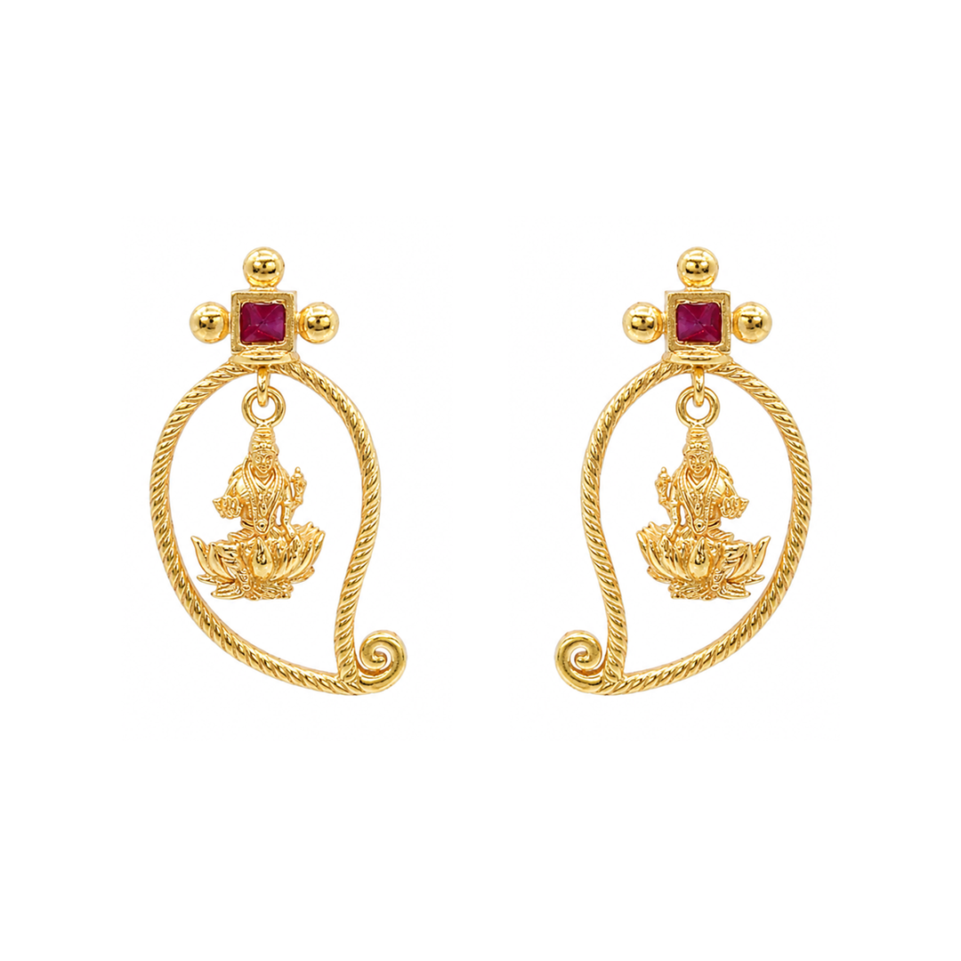 Unniyarcha 925 Silver Gold-Plated Manga Lakshmi Earrings