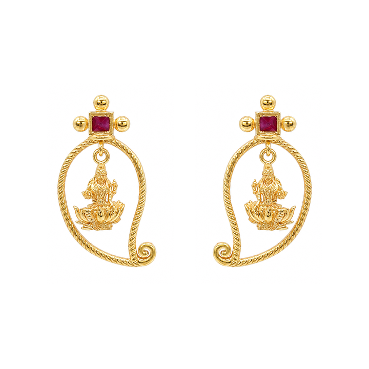 Unniyarcha 925 Silver Gold-Plated Manga Lakshmi Earrings