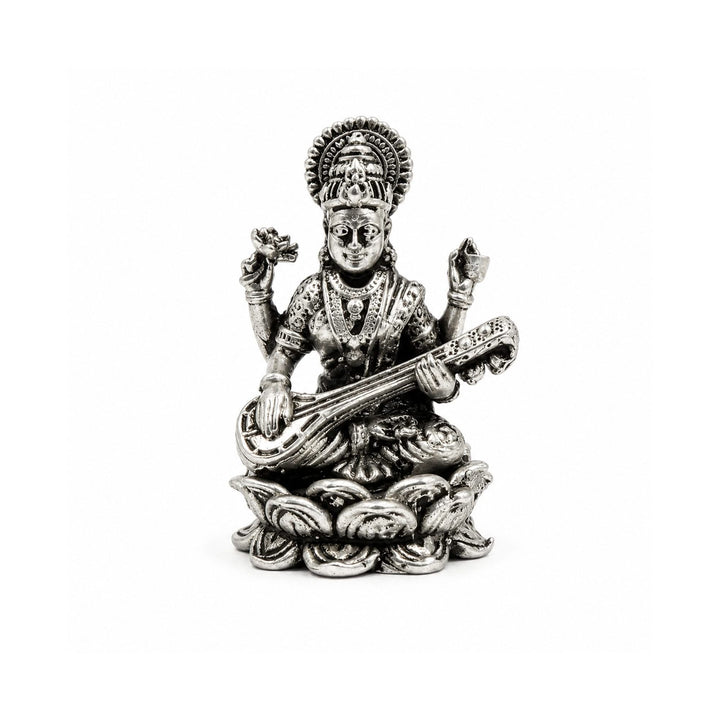 925 Sterling Silver Goddess Saraswati Idol