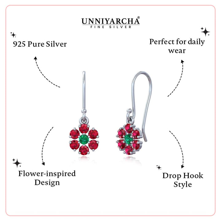 Unniyarcha Ruby Bloom Drop Earrings