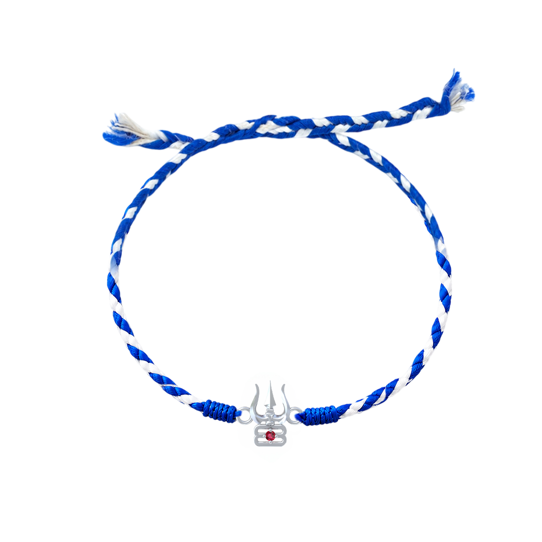 Unniyarcha 925 Silver Trishul with Tripundra Rakhi with Chandan Tilak set