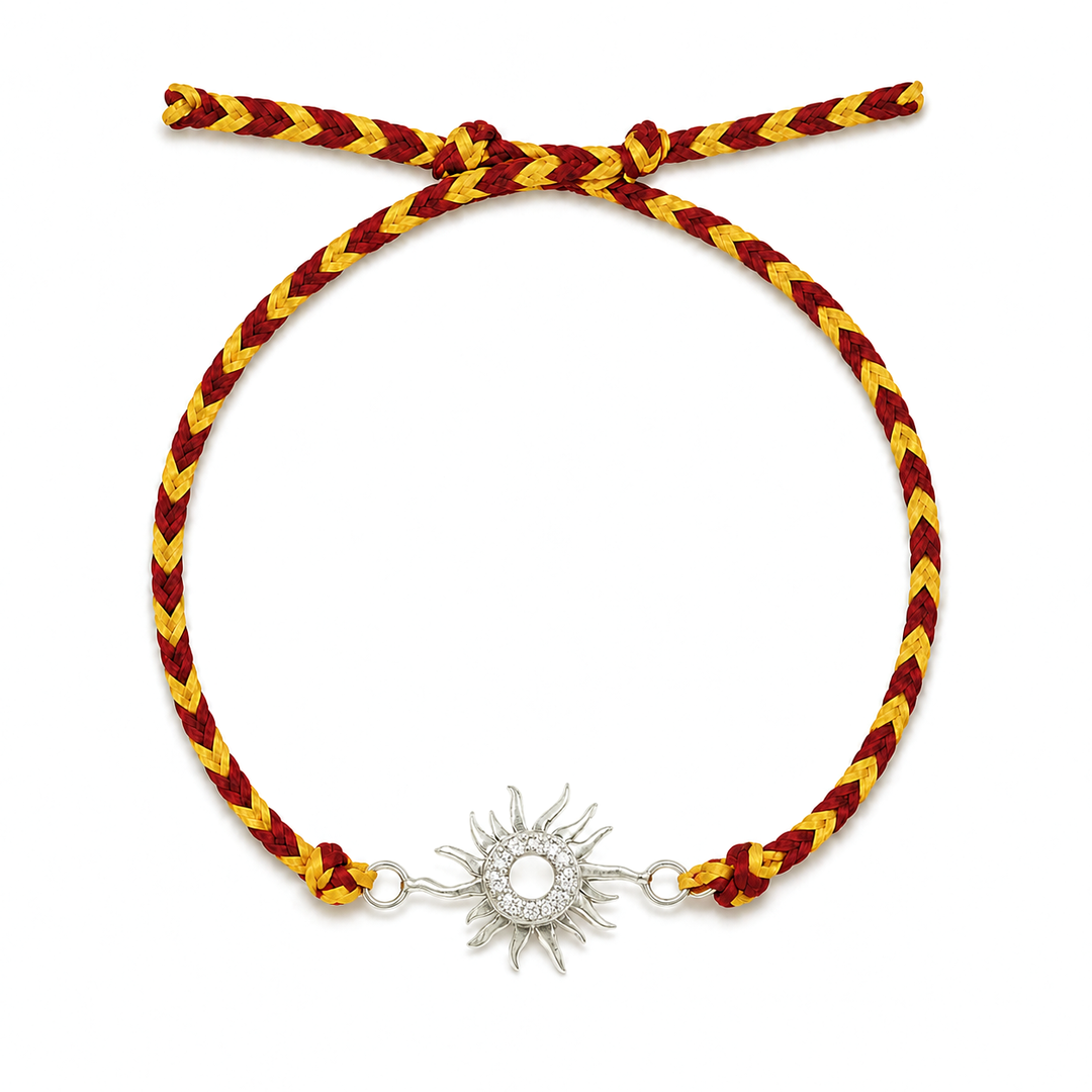 Pure 92.5 Silver Sun Rakhi with Chandan Tilak Set