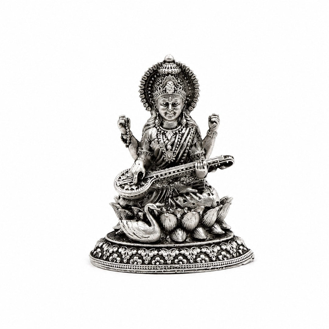 925 Sterling Silver Goddess Saraswati Idol