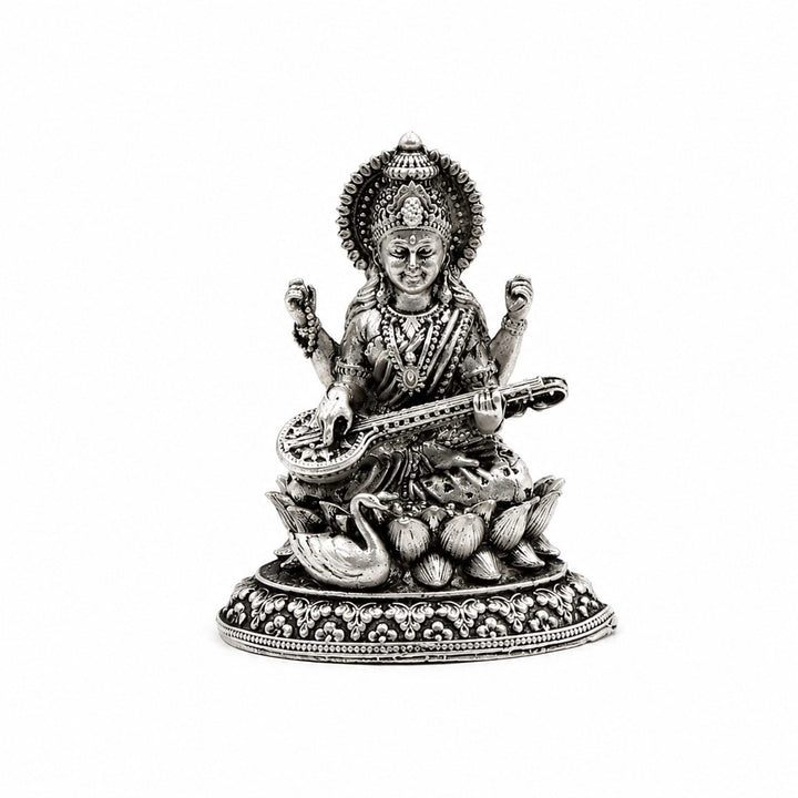 925 Sterling Silver Goddess Saraswati Idol