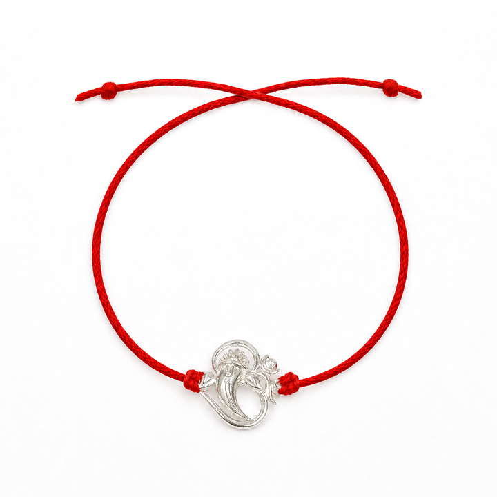Pure 92.5 Silver Ganesha Om Rakhi with Chandan Tilak Set