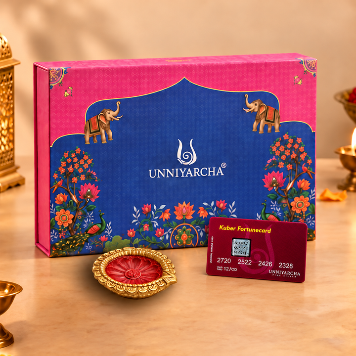 Unniyarcha 925 Pure Silver Fortune Kuber Card Festive Gift Hamper