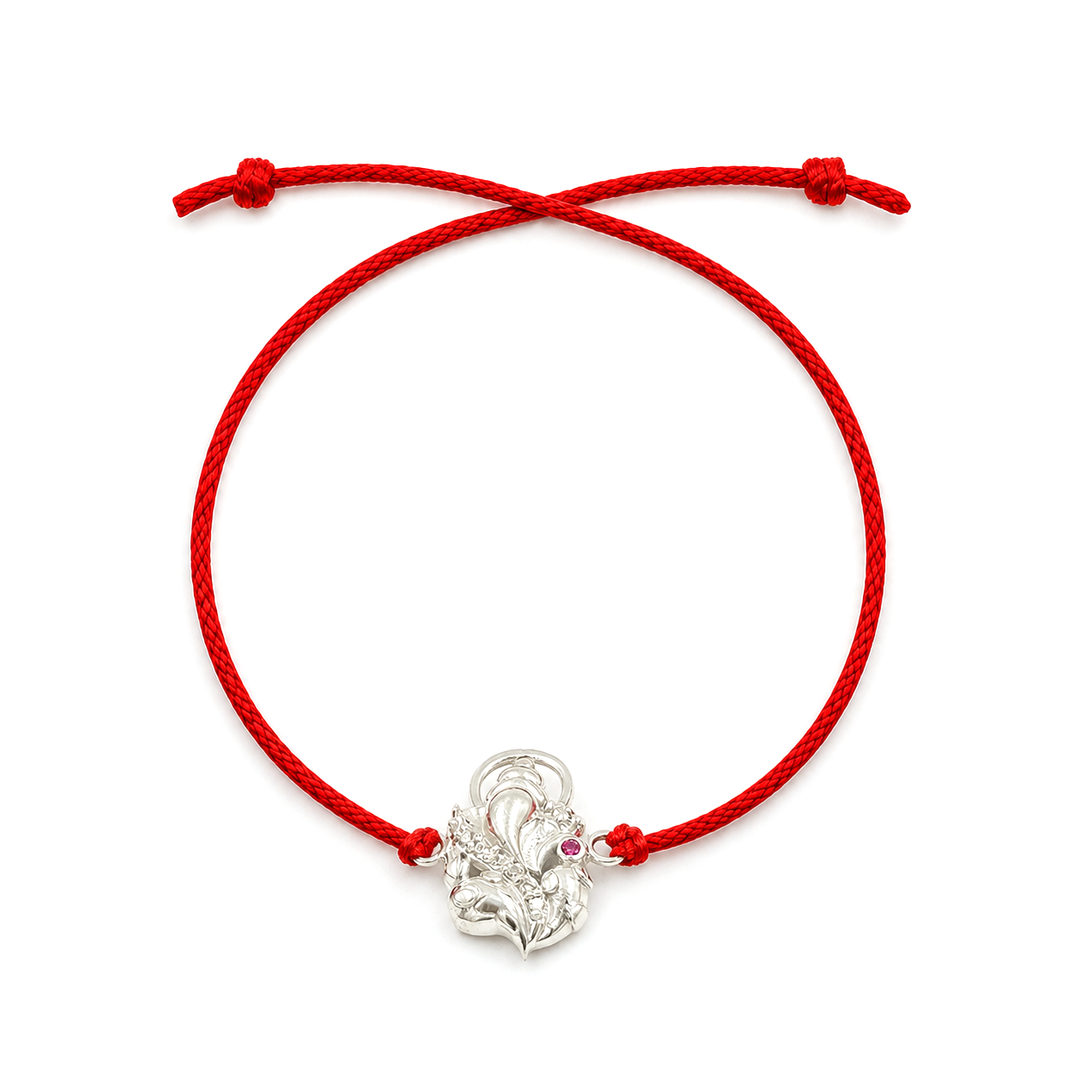 Pure 92.5 Sterling Silver Ganpati Rakhi with Chandan Tilak Set