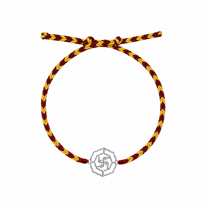 Unniyarcha 925 Pure Silver Swastik Rakhi with Chandan Tilak set