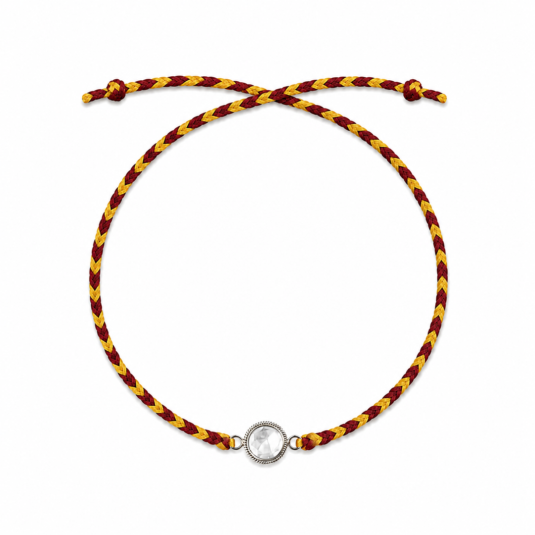 92.5 Silver polki Rakhi with Chandan Tilak Set