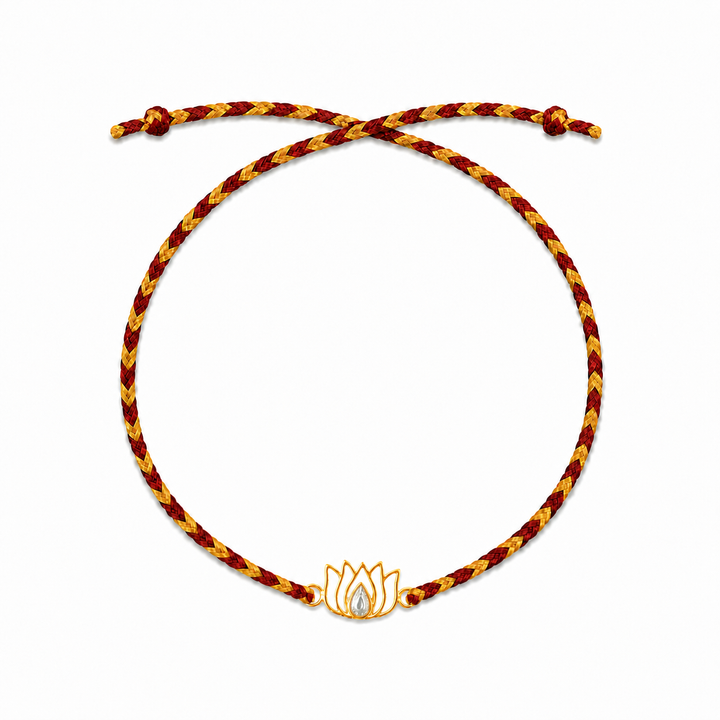 92.5 Silver Lotus Rakhi with Chandan Tilak Set
