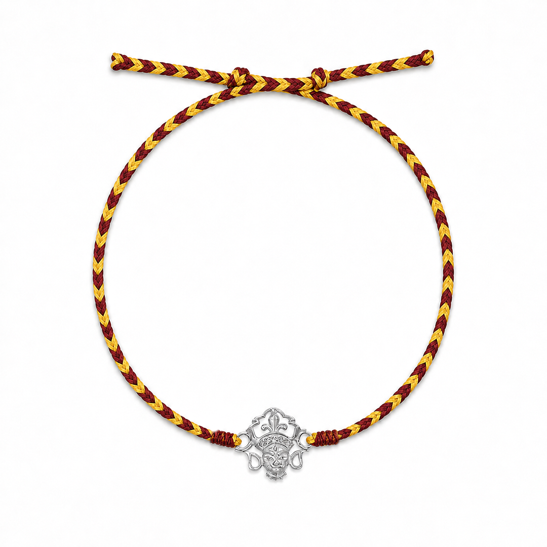 Unniyarcha Silver 925 Devi Maa Red Thread Rakhi with Chandan Tilak set