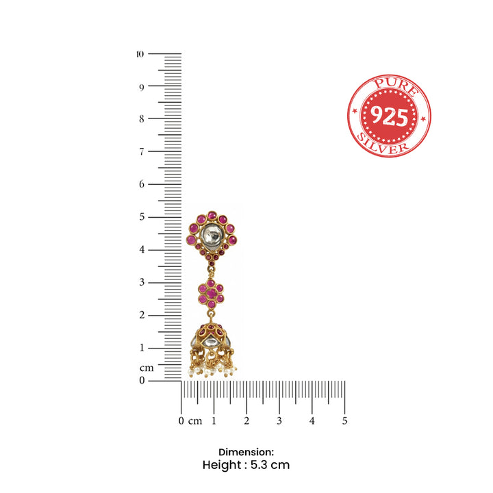 Silver Kundan Floral Jhumka Earrings