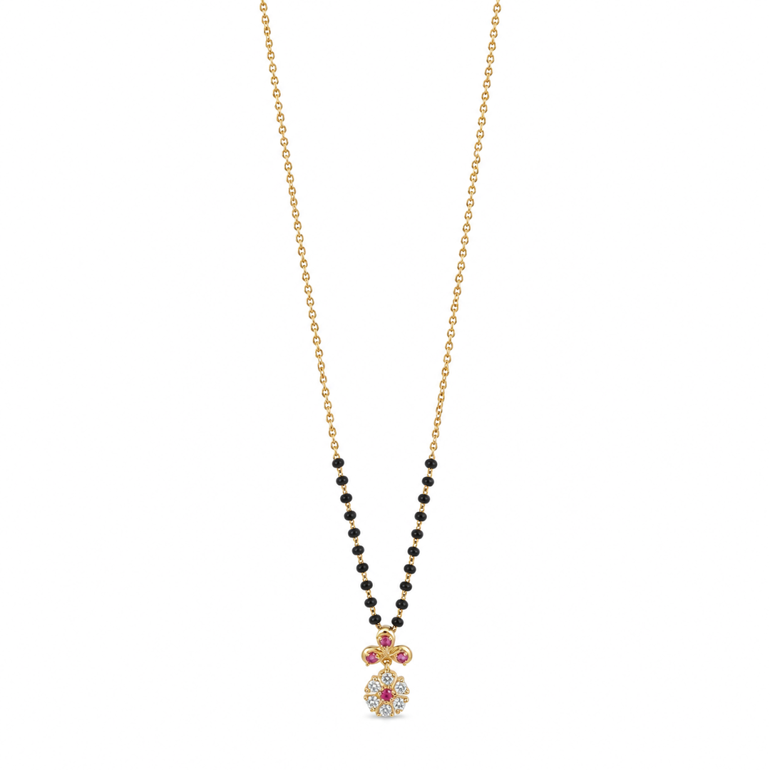 925 Silver Floral Drop Mangalsutra