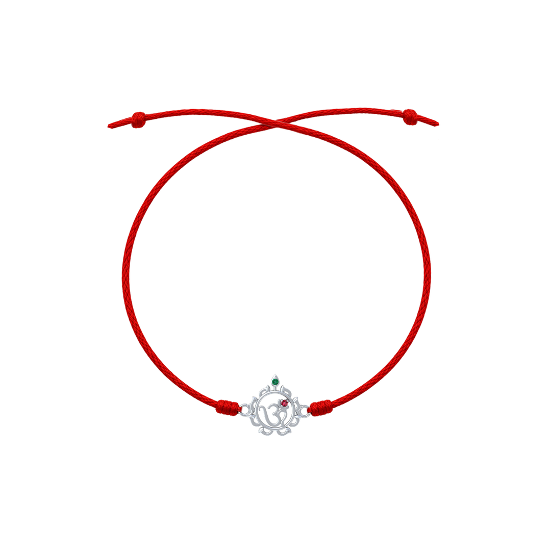 Unniyarcha 925 Pure Silver Om and Sudarshan Chakra Rakhi with Chandan Tilak set