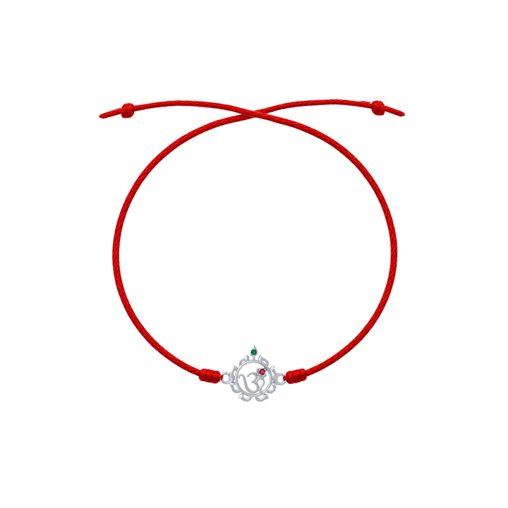 Unniyarcha 925 Pure Silver Om and Sudarshan Chakra Rakhi with Chandan Tilak set