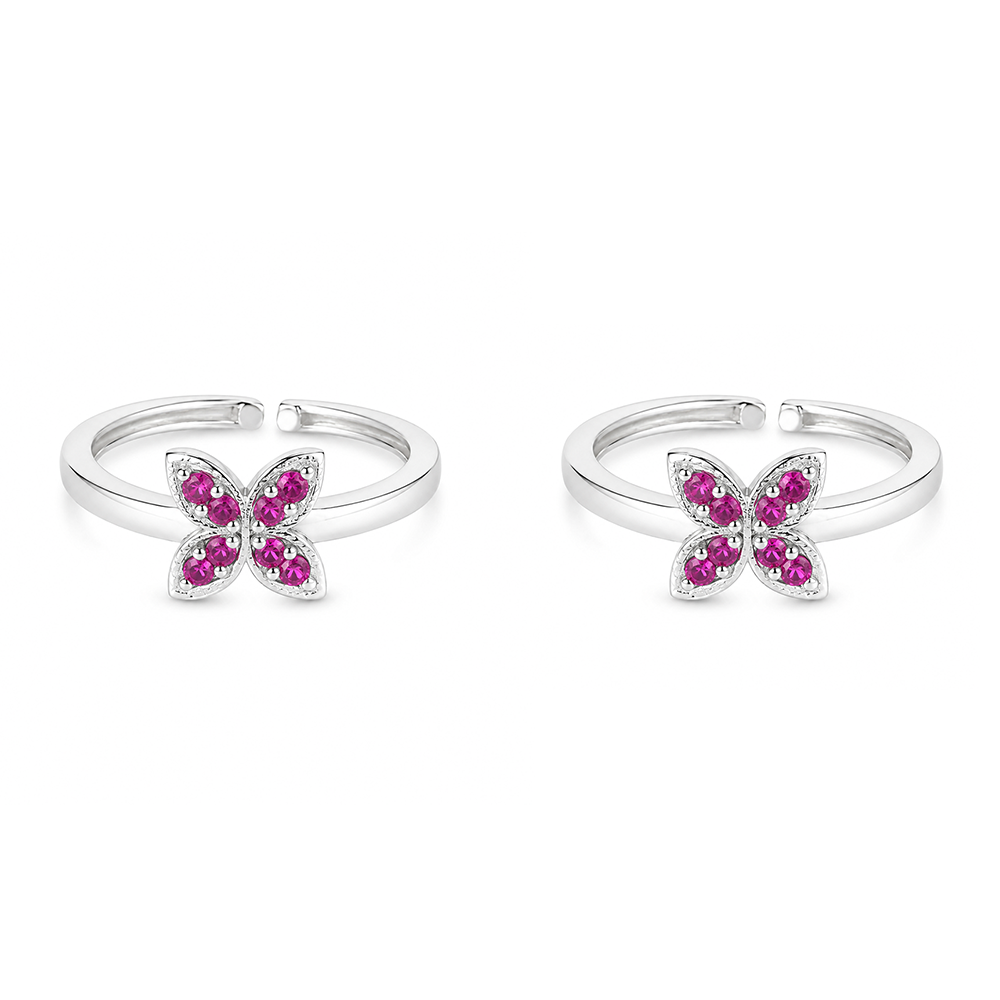 Silver 925 Lavender Glow Toe Rings