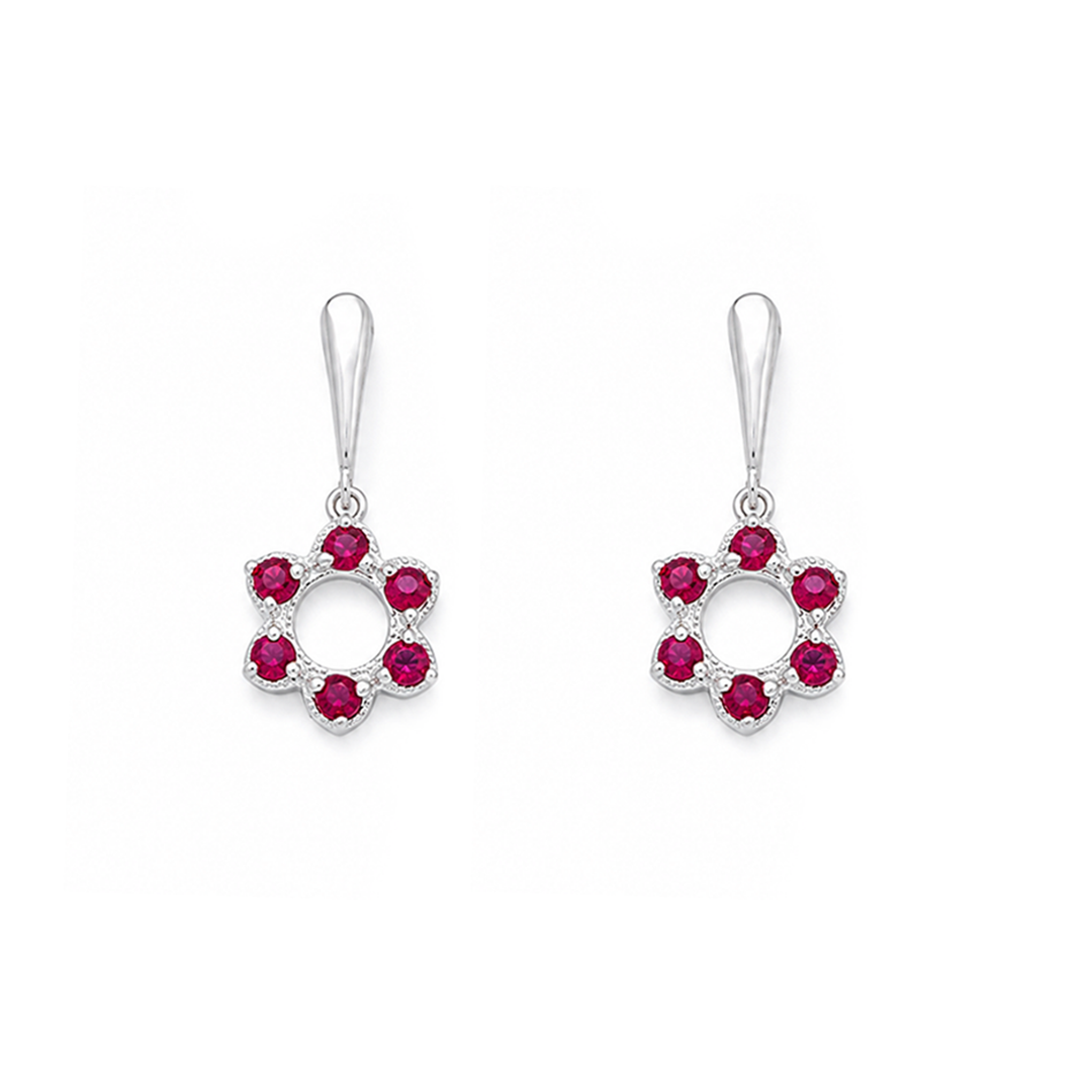 Floral Radiance Silver drop earrings