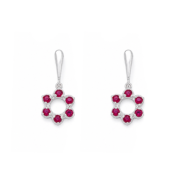 Floral Radiance Silver drop earrings