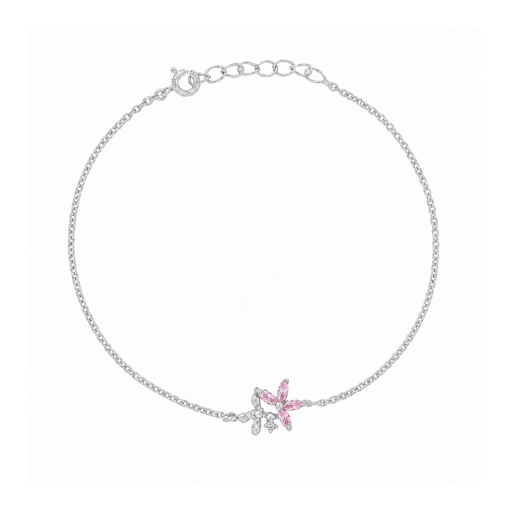 925 Sterling Silver Pink Floral Bracelet