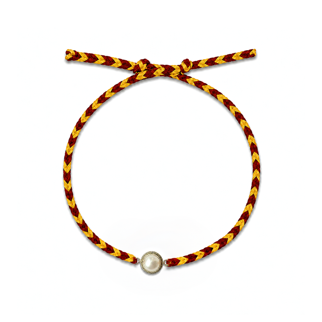 92.5 Silver Pearl Rakhi with Chandan Tilak Set