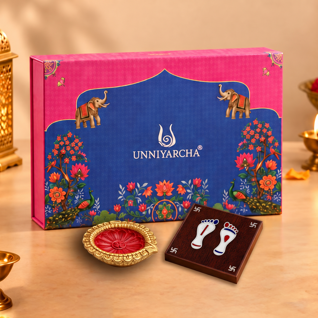 Unniyarcha 925 Pure Silver Shiv Shakti charan  Paduka Festive Gift Hamper