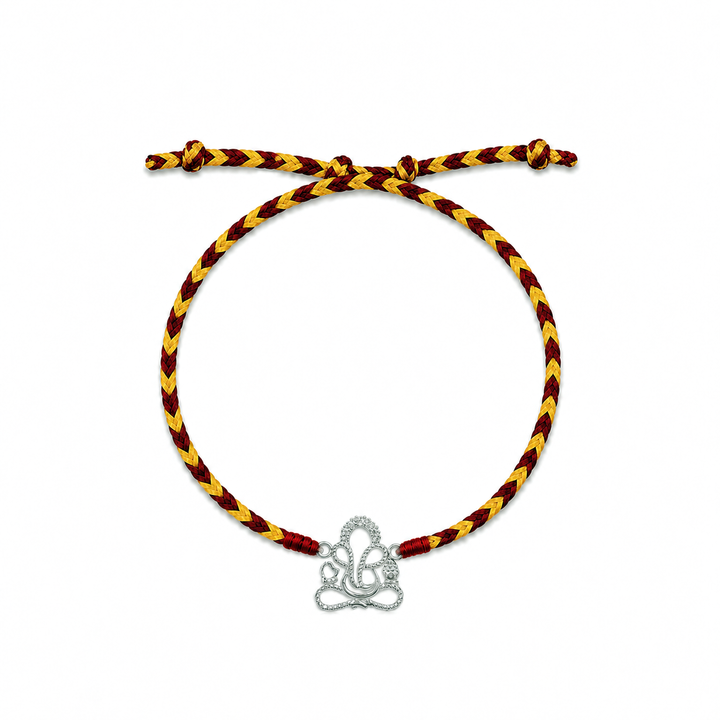 Pure 92.5 Lord Ganesha Silver Rakhi with Chandan Tilak Set