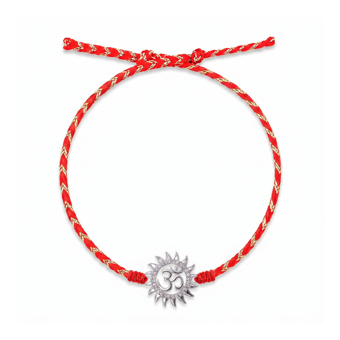 Pure 92.5 Traditional Om Silver Rakhi with Chandan Tilak Set