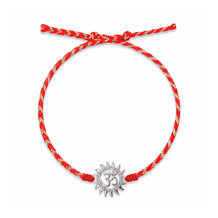 Pure 92.5 Traditional Om Silver Rakhi with Chandan Tilak Set