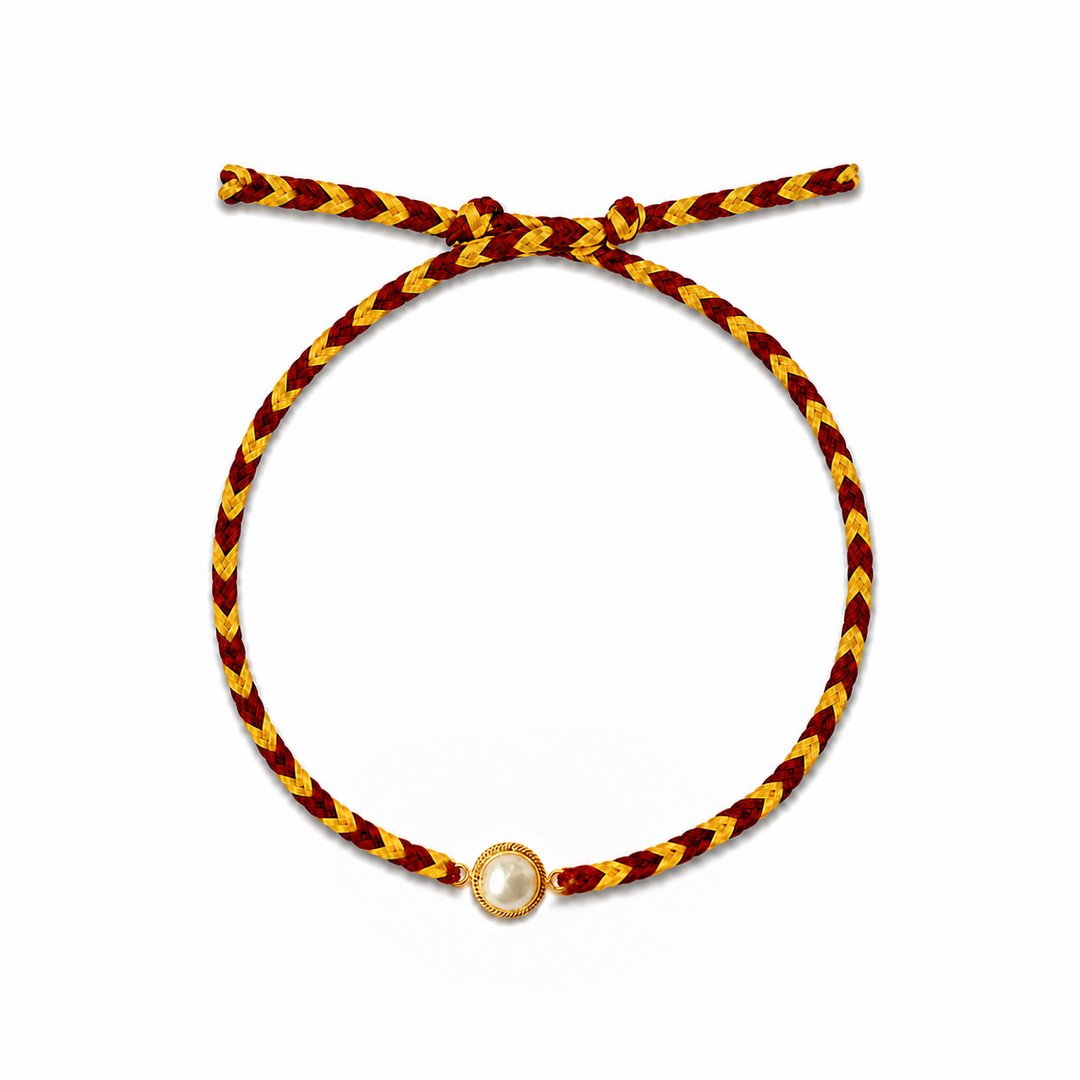 92.5 Silver Pearl Rakhi with Chandan Tilak Set