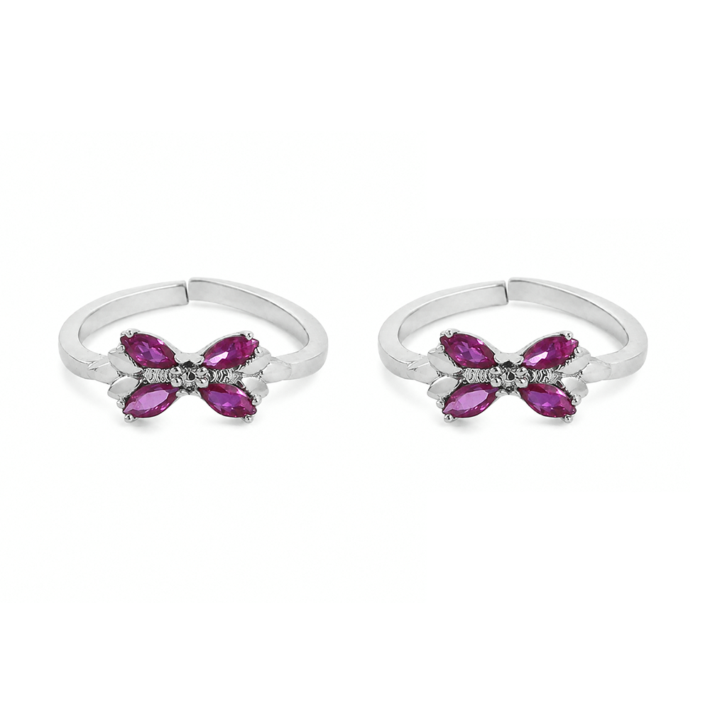 Pure 92.5 Silver Butterfly Zircon Toe Rings