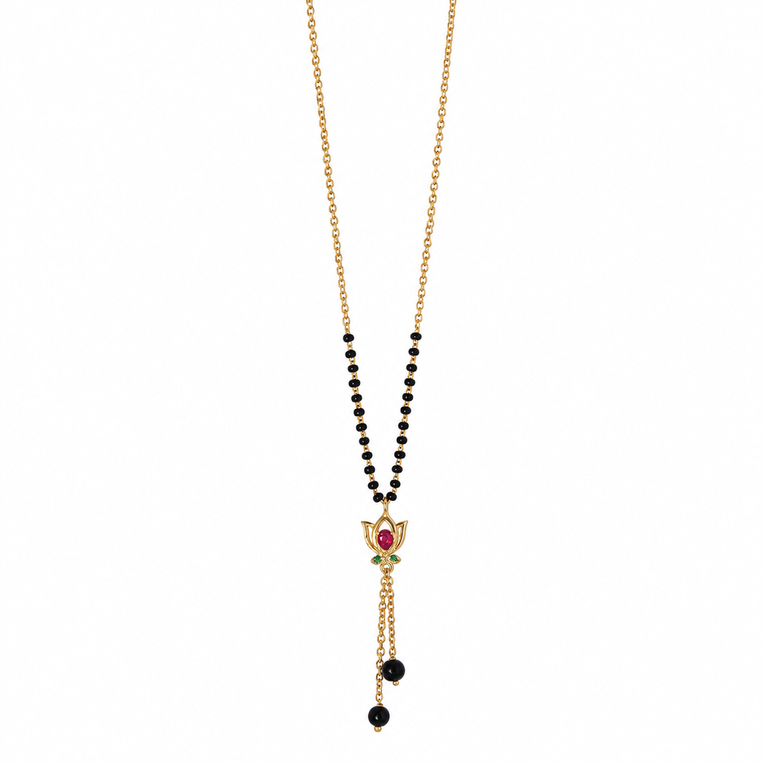 925 Silver Soubhagya Lotus Lariat Mangalsutra
