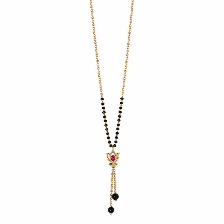 925 Silver Soubhagya Lotus Lariat Mangalsutra