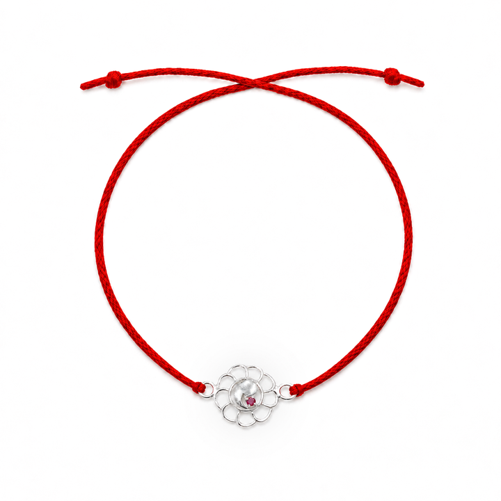 Pure 92.5 Silver Flower Rakhi with Chandan Tilak Set