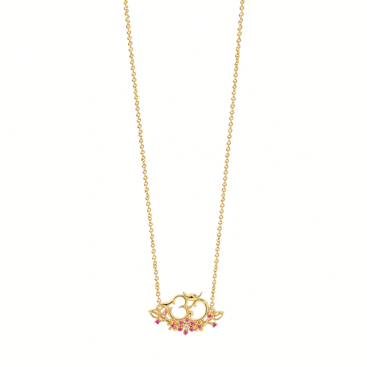 925 Floral Om Pendant silver Necklace