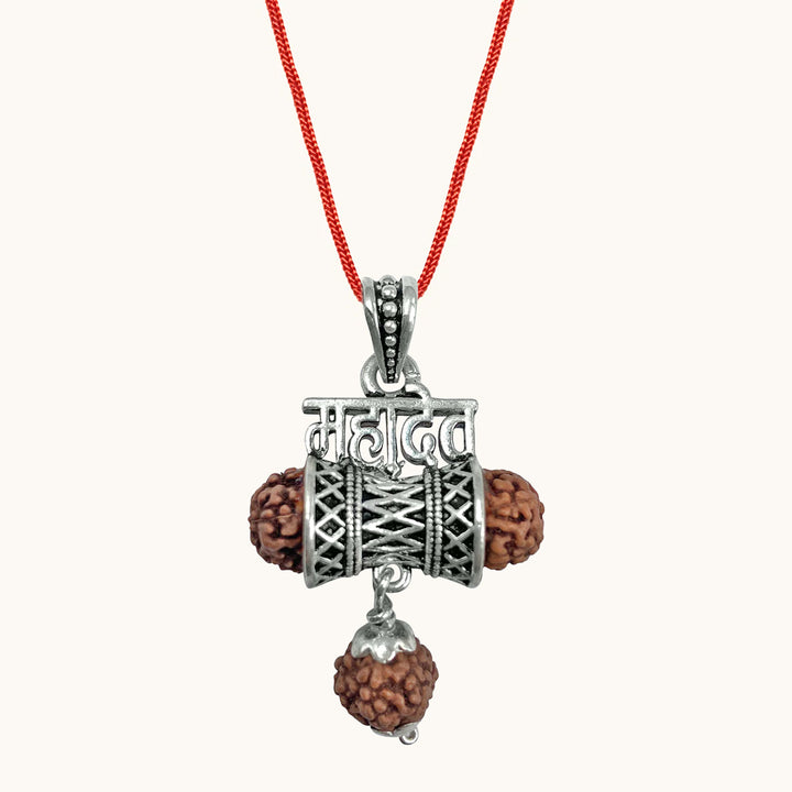 Silver 925 Mahadev Damru Rudraksha Pendant