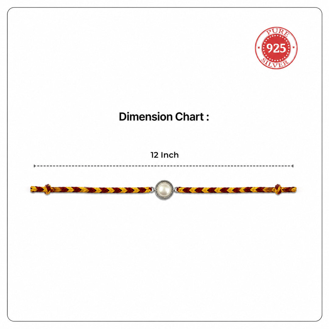 92.5 Silver Pearl Rakhi with Chandan Tilak Set
