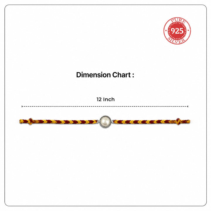 92.5 Silver Pearl Rakhi with Chandan Tilak Set