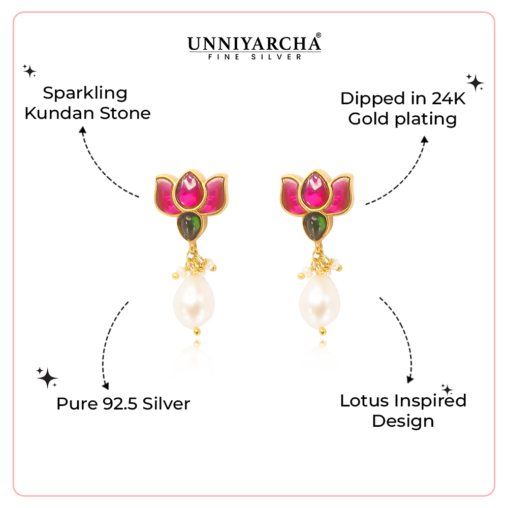 92.5 Sterling Silver Lotus Stud Earring