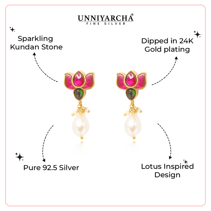 92.5 Sterling Silver Lotus Stud Earring