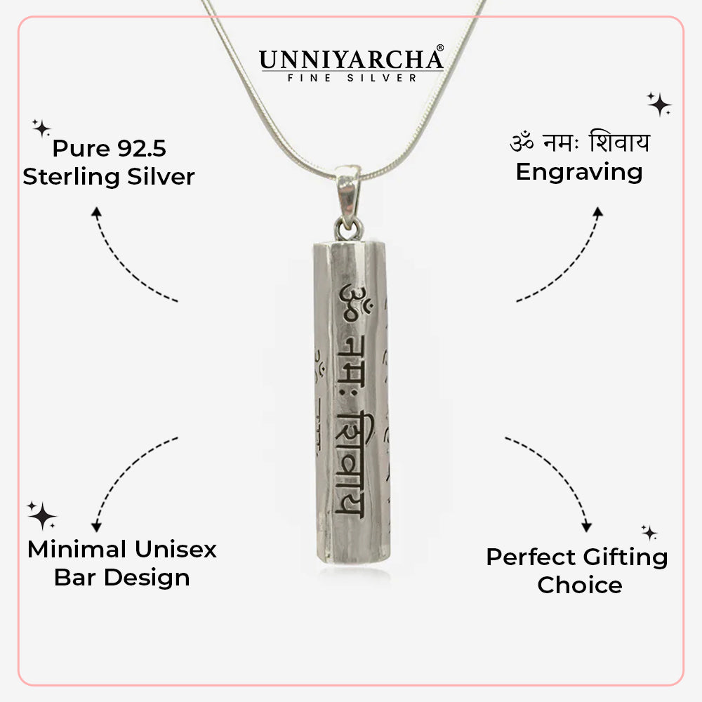 Shiva Mantra Pure 92.5 Silver Necklace