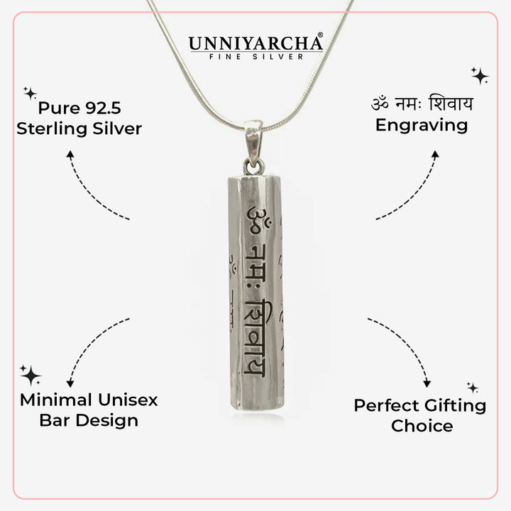 Shiva Mantra Pure 92.5 Silver Necklace