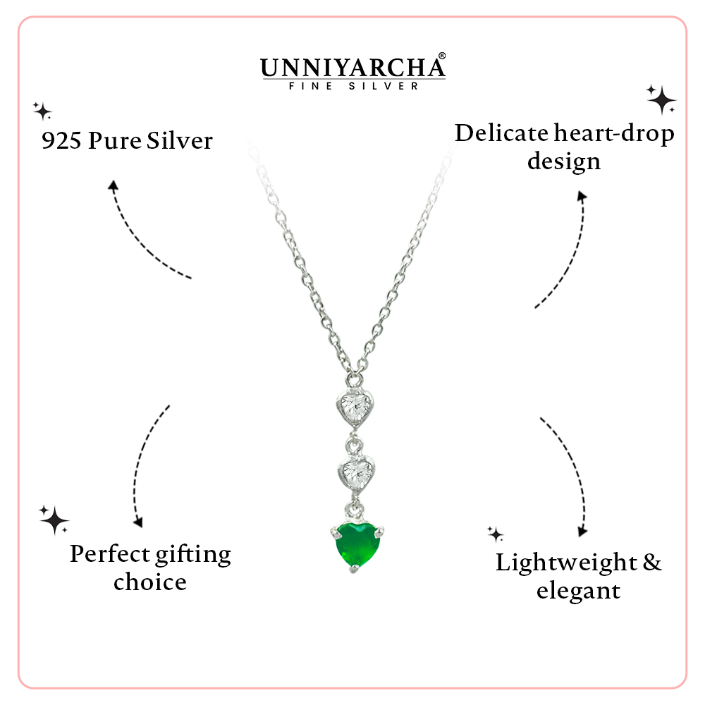 Green Drop Elegance Necklace – 925 Silver