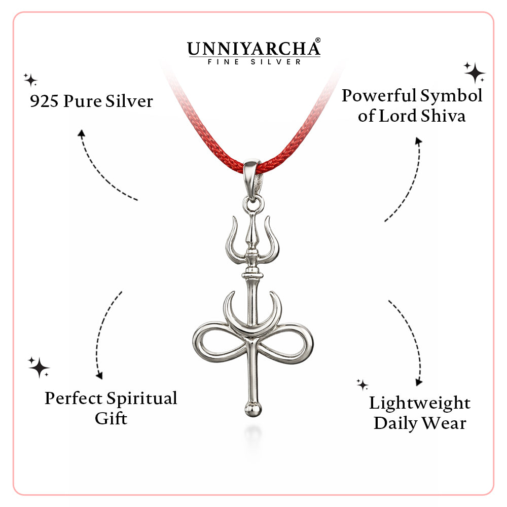 92.5 Silver Trishul with Chand Infinity Pendant