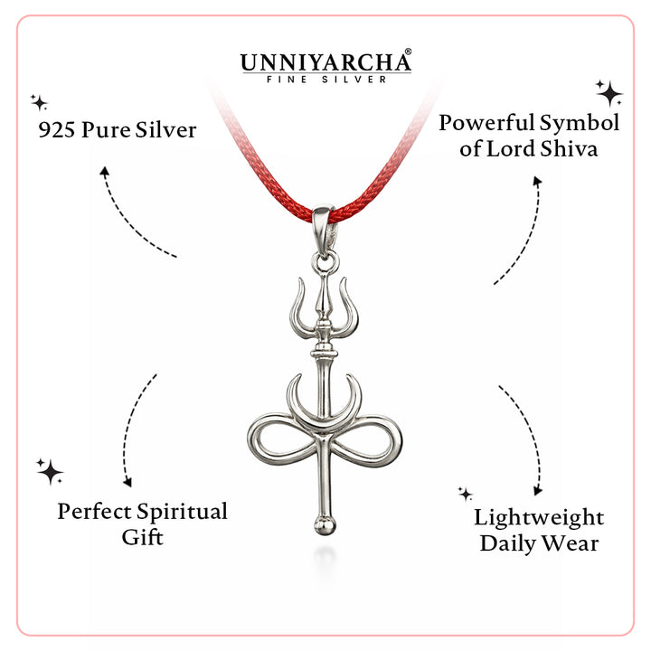 92.5 Silver Trishul with Chand Infinity Pendant