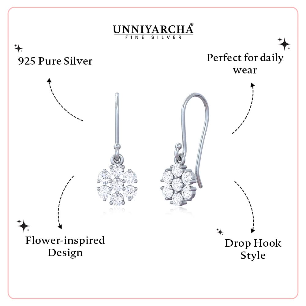 Unniyarcha Silver Blossom Drop Earrings