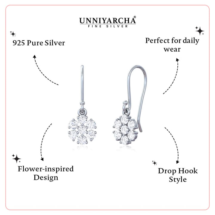 Unniyarcha Silver Blossom Drop Earrings