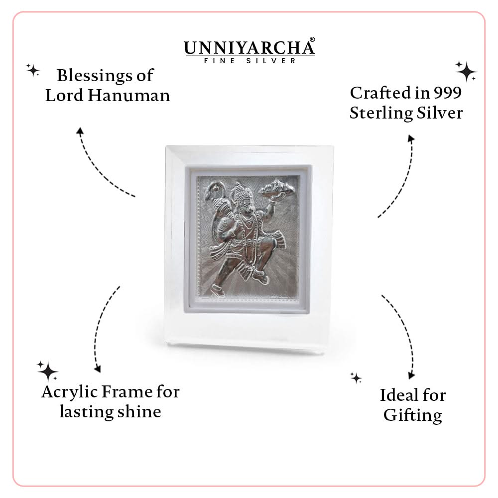 Sacred Pure 925 Silver Hanumann jii  Keepsake with Chandan Tilak Set