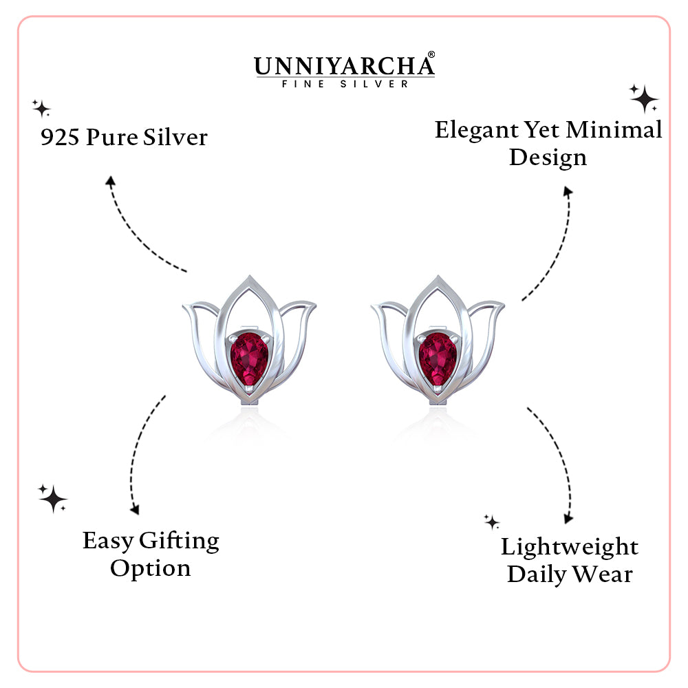 92.5 Silver Lotus Frame earring